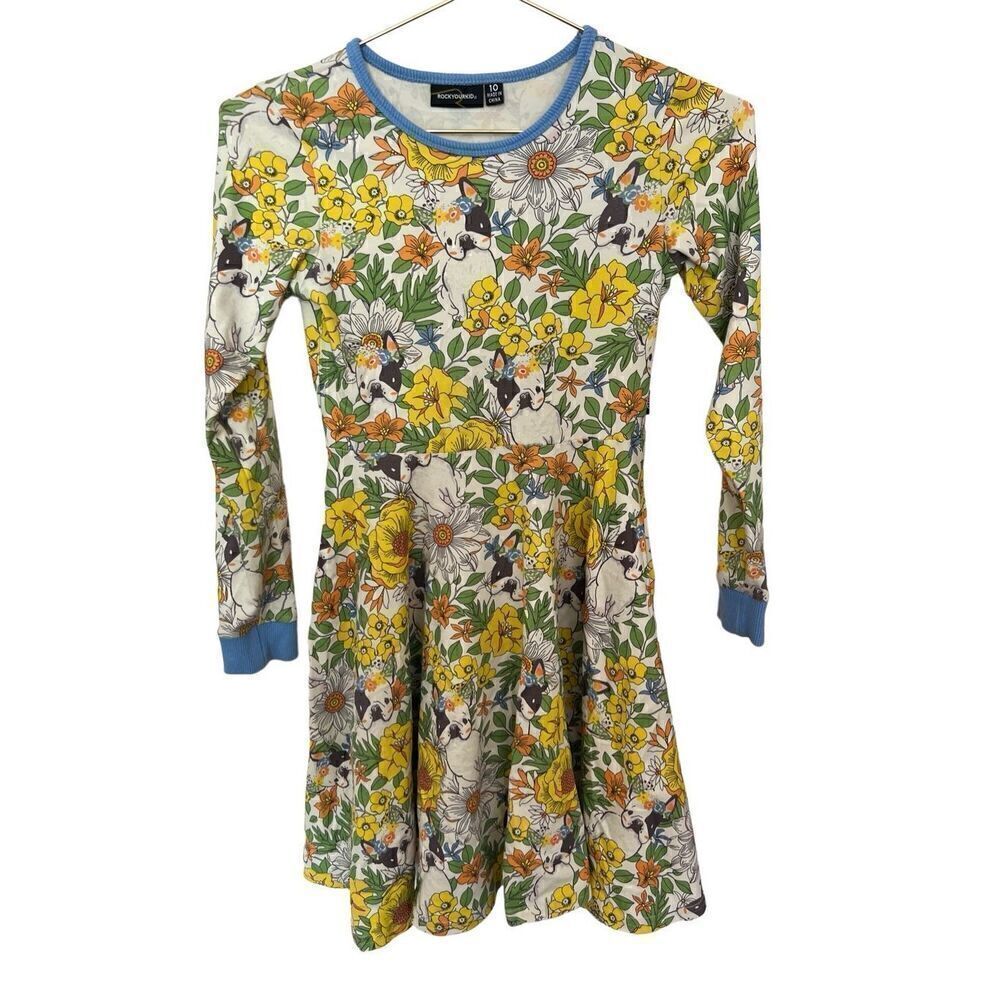 Rock your kid floral Frenchie puppy dress
